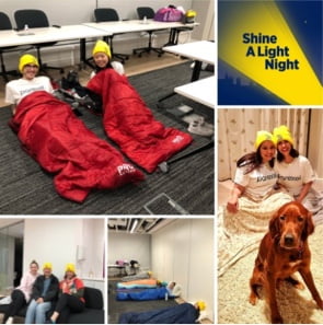 People sleeping at a Shine a Light event