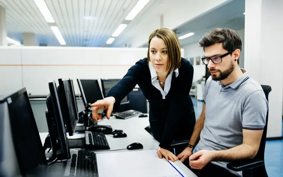 student intern working on a project