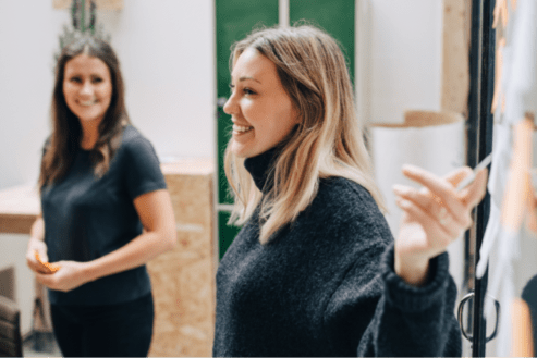 Girls describing some projects